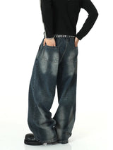 mens high street loose denim jeans unisex casual straight zipper jeans hip hop streetwear casual wide legs joggers baggy jeans streetwear sweatpants