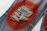 knee graffiti ripped holes denim jeans men unisex casual fire printed bottom zipper jeans streetwear hip hop jean pants joggers unique joggers style 3492