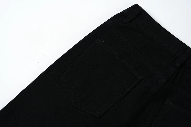 high street micro flare denim pants slim white jeans overall mens fashion casual vibe relaxed solid color washing jeans pants unique jeans style 2029