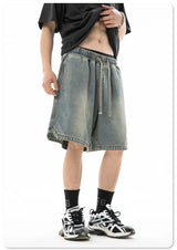 summer distressed denim shorts basic casual streetwear short jeans embroidery baggy hip hop fashion y2k blue bermuda shorts unique jeans style 3451