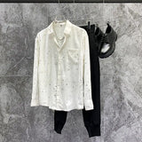 2023 Summer New Fashion Korean Light Luxury Fashion Shirt Men's Loose Long-sleeved Shirt Boutique Clothing Simple Style