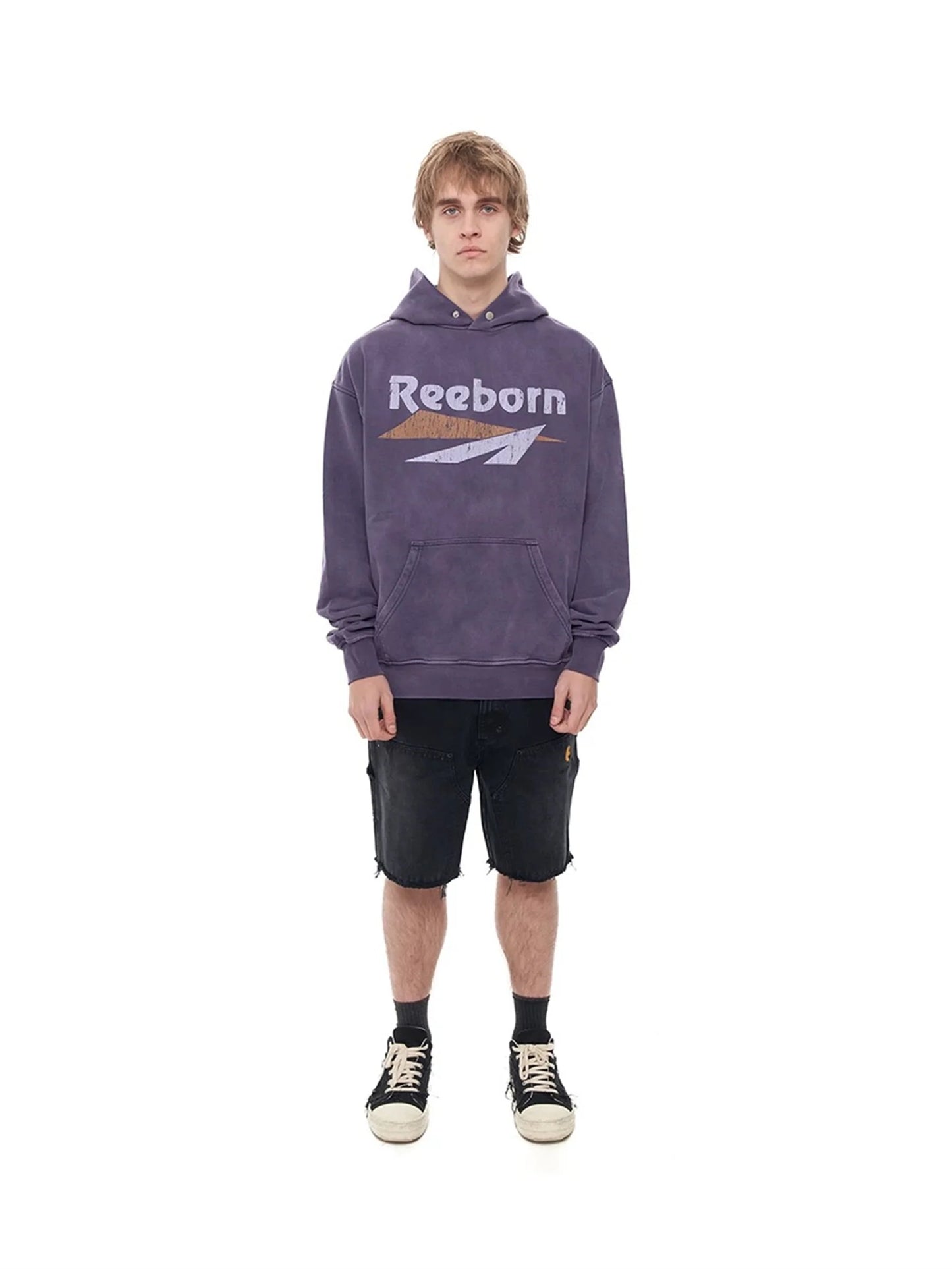 FP Brand Fashion New REEBORN Cracked Slogan Print High-Street Oversized Casual Cotton Hoodie Sweatshirt