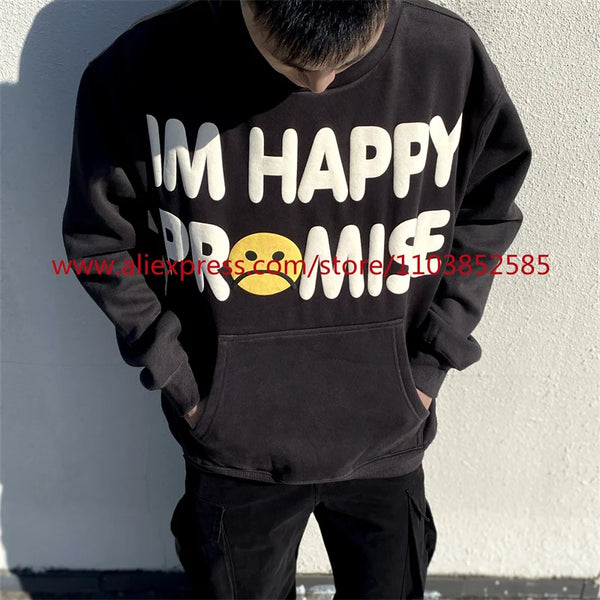 American Heavyweight Vintage Long Sleeved Fleece Hooded Sweatshirt Wit