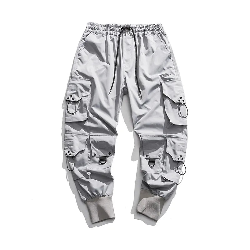 hip hop loose fit elastic waist cargo pants fashion side pocket ankle pants mens new casual drewstring sportwear pants joggers unique joggers style 3751