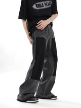 hip hop graffiti black wide leg jeans mens vintage distressed patches ink splashed jeans y2k logging cargo denim trousers women unique cargo style 4503