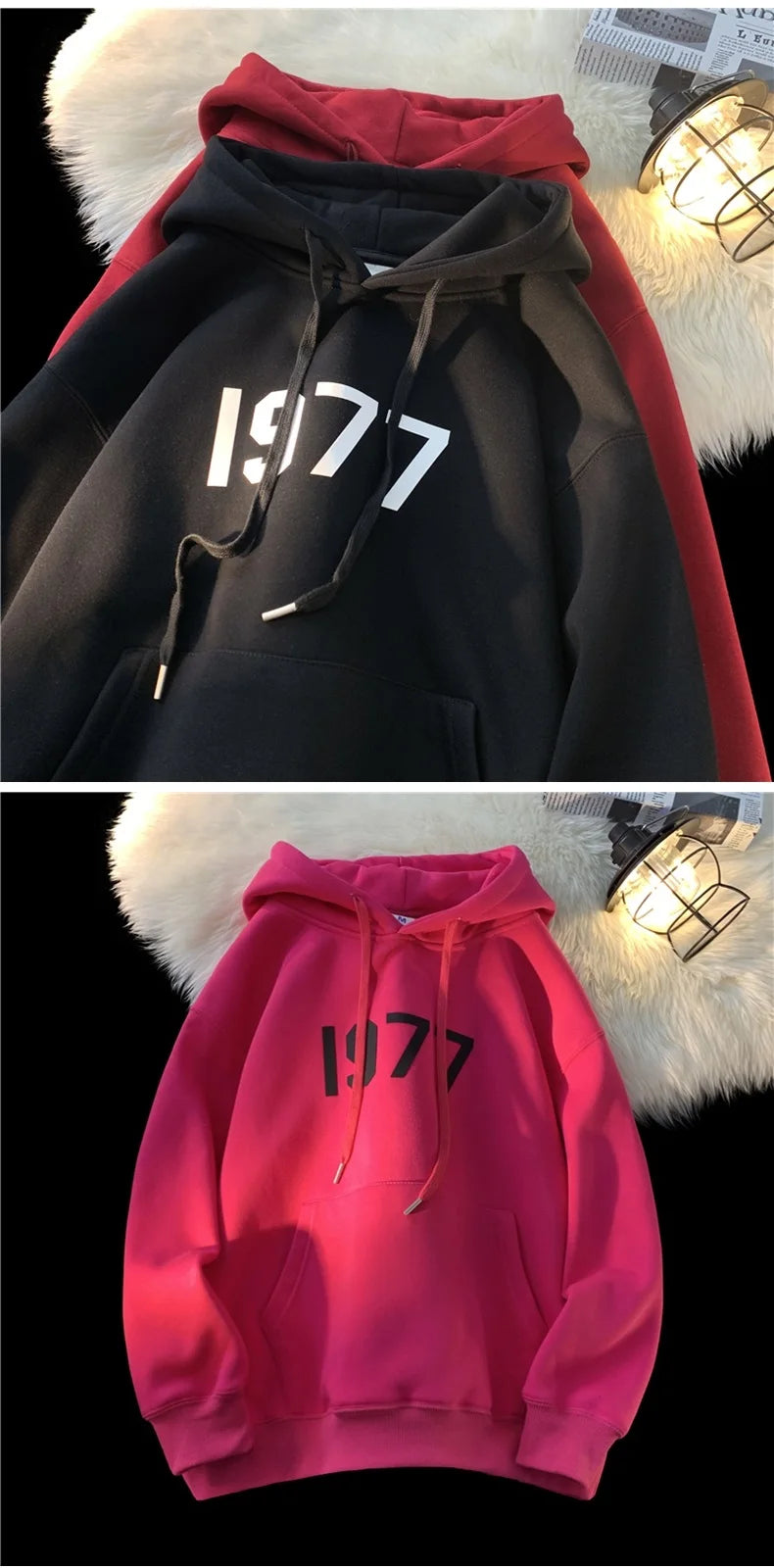 2024 New Men Hoodies Large Size Casual Male Clothing 1977 Print Fashio