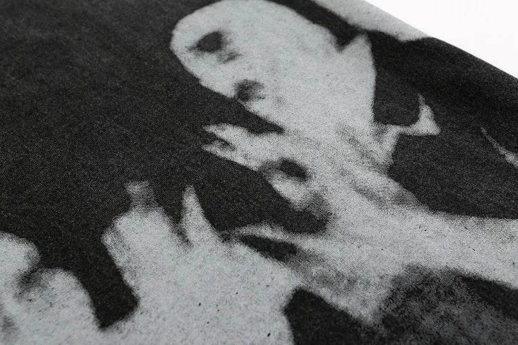 Glitchcore Fashion – Mens Punk T Shirt Streetwear Hip Hop Vintage Retro Graphic P – Modern Streetwear for Everyone