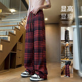 autumn plaid pants men oversized fashion retro casual pants men streetwear hip hop loose wide leg pants mens vintage trousers urban fashion pants