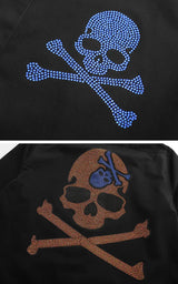 New 2021 Men luxurious Steampunk Skull Monster diamond Fashion Silk Casual Shirts Shirt high Pocket Long-sleeves S 3XL #D279