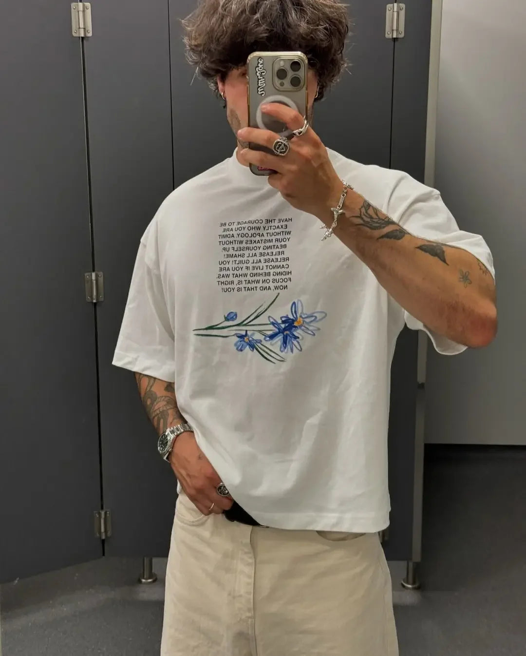 Gothic Vintage t-shirt – Harajuku Men Casual Flower Graphic T Shirts Gothic Oversized