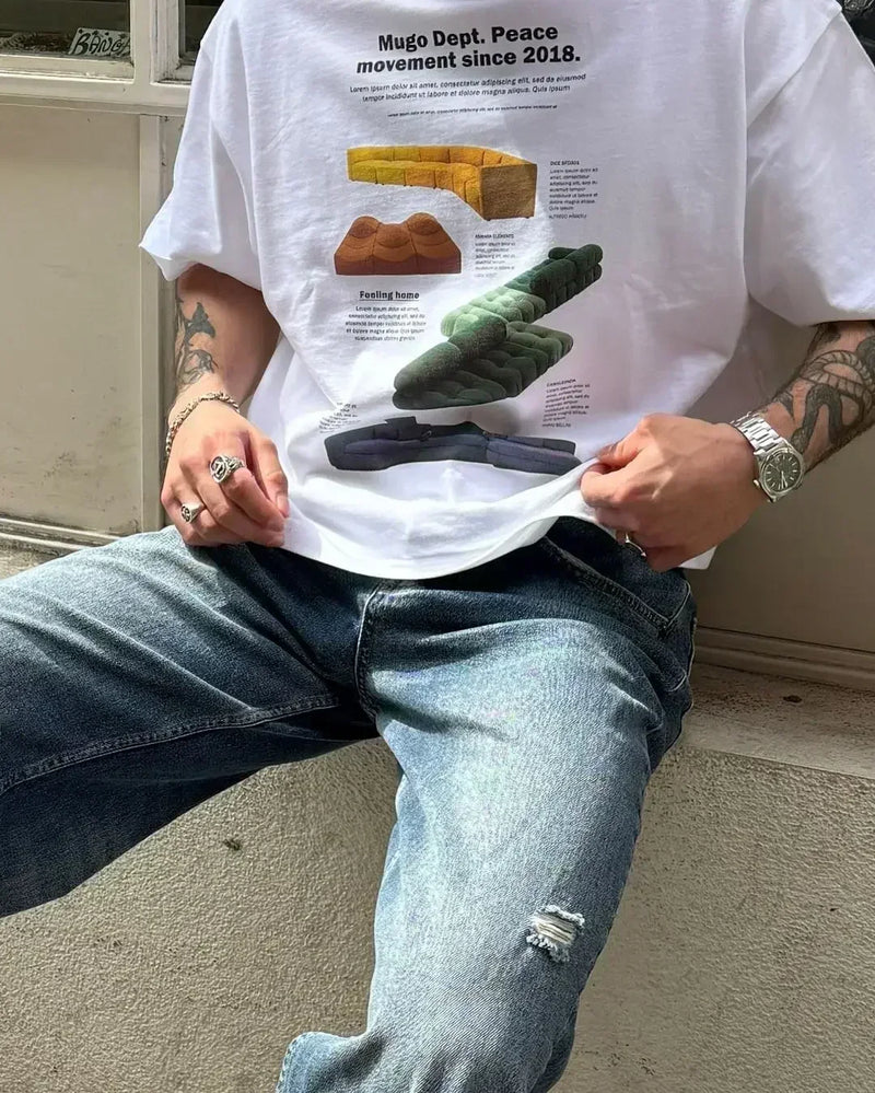Vaporwave Static Tee – Emoji Field Graphic with Glitch Font