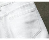 new white jeans shorts men fashion ripped knee length pants simple casual slim hole denim shorts male streetwear unique jeans style 1192