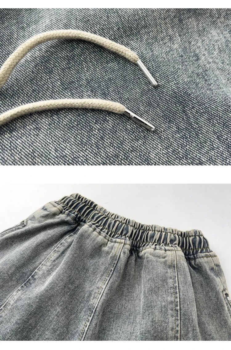 side long zipper open denim jeans mens elastic waist straight biker trousers jeans fashion streetwear hip hop jean pants joggers unique joggers style 2551