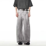 street mens jeans hip hop double waist head gradient smudging trend denim pants y2k 2024 new streetwear american cowboy trousers unique jeans style 466
