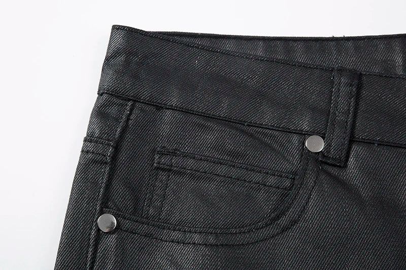harajuku black jeans mens vibe waxed casual trousers straight pockets oversized pencil pants loose hip hop mens pants unique jeans style 4464