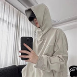 Retro Korean Street Pullover – Autumn Fleece Button Up Neck Hip Hop Sweatshirts For Men Solid Color Oversized Y2K Hoodies High Street Fashion Hooded Tracksuit | Zip Knit Drop #107