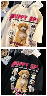Gothic Crying angel – American Retro Cute Puppy Print Short Sleeved Summer Men And