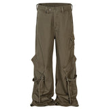 mens baggy jeans ribbon pockets loose cargo pants luxury designer man denim pants jeans trousers unique cargo style 5751
