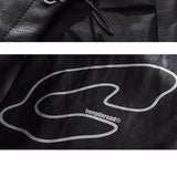 Mens Leather Bomber Jacket Women Hip Hop Letter Motorcycle Loose Casual PU Coat Unisex High Street Racing Varsity Black Outwear
