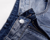 american vintage trendy deconstructed ruffled denim jeans mens flared distressed jeans pants high street straight jeans for male unique jeans style 787