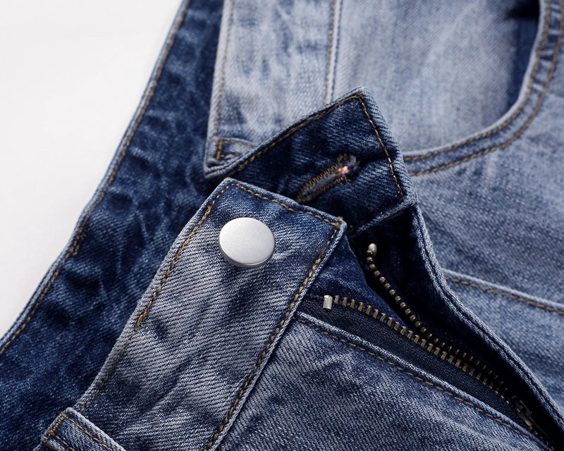 american vintage trendy deconstructed ruffled denim jeans mens flared distressed jeans pants high street straight jeans for male unique jeans style 787