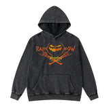 Y2K aesthetic drop featuring rainbowtouches washed hoodie mens high street fashion demon pattren hoodie hip hop unisex halloween superior quality clothing