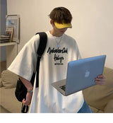Korean style new Hong Kong style trendy letter printed short-sleeved trend loose and versatile casual couple half-sleeved top