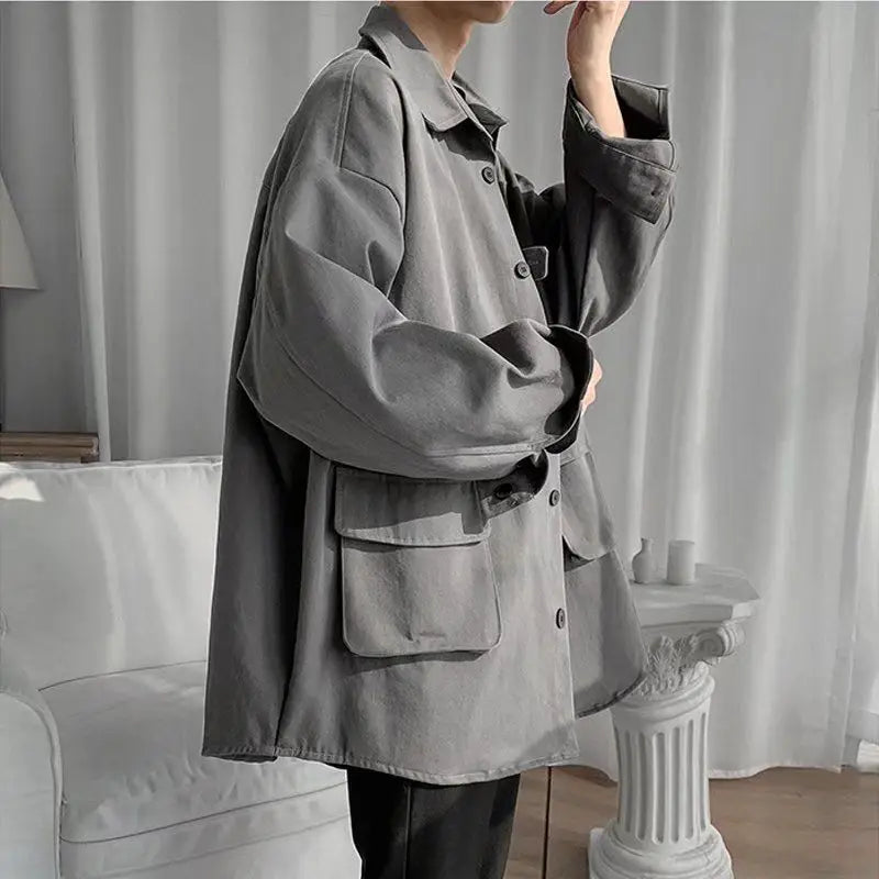 Original shirt men long-sleeved Korean style trendy loose handsome work shirt ins trendy brand spring