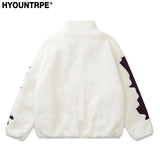 Gothic Oversized Tee – Mens Casual Skulls Patchwork Fleece Jackets Coats New Hairy