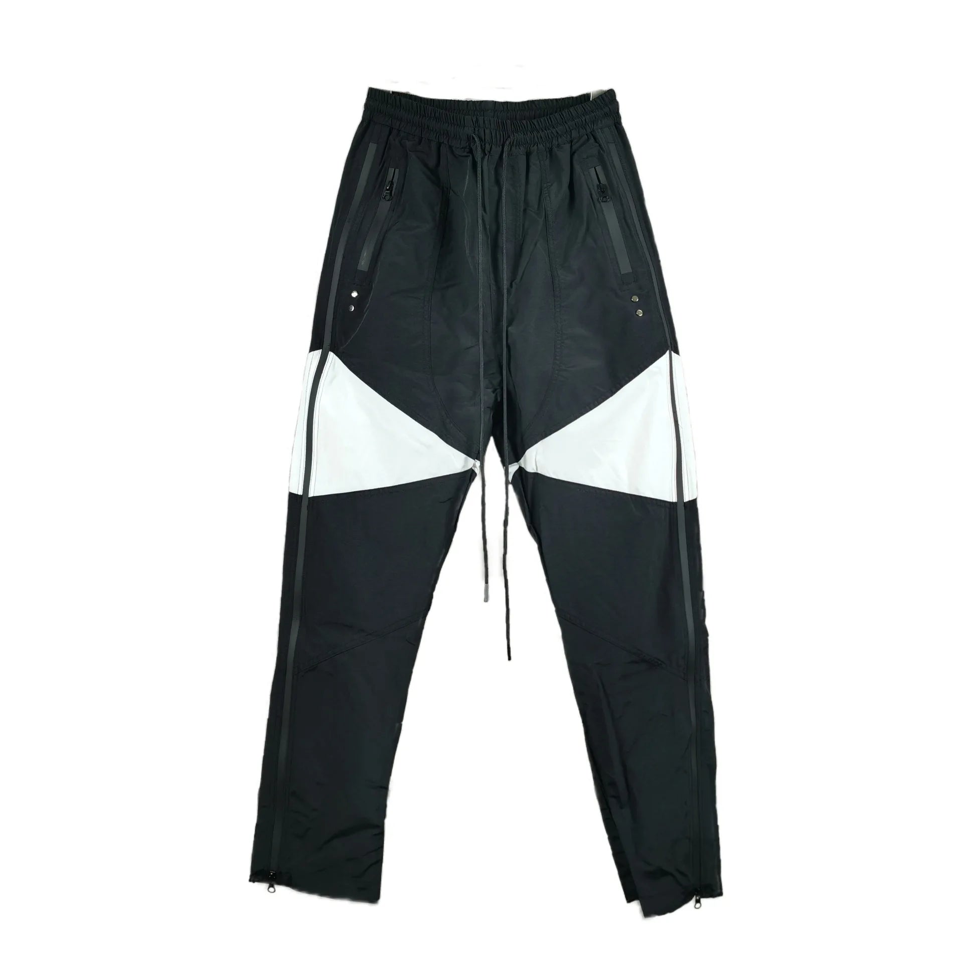 three dimensional adhesive zipper splicing functional patchwork cargo trousers mens high street vibe thin nylon cargo pants unique cargo style 1953