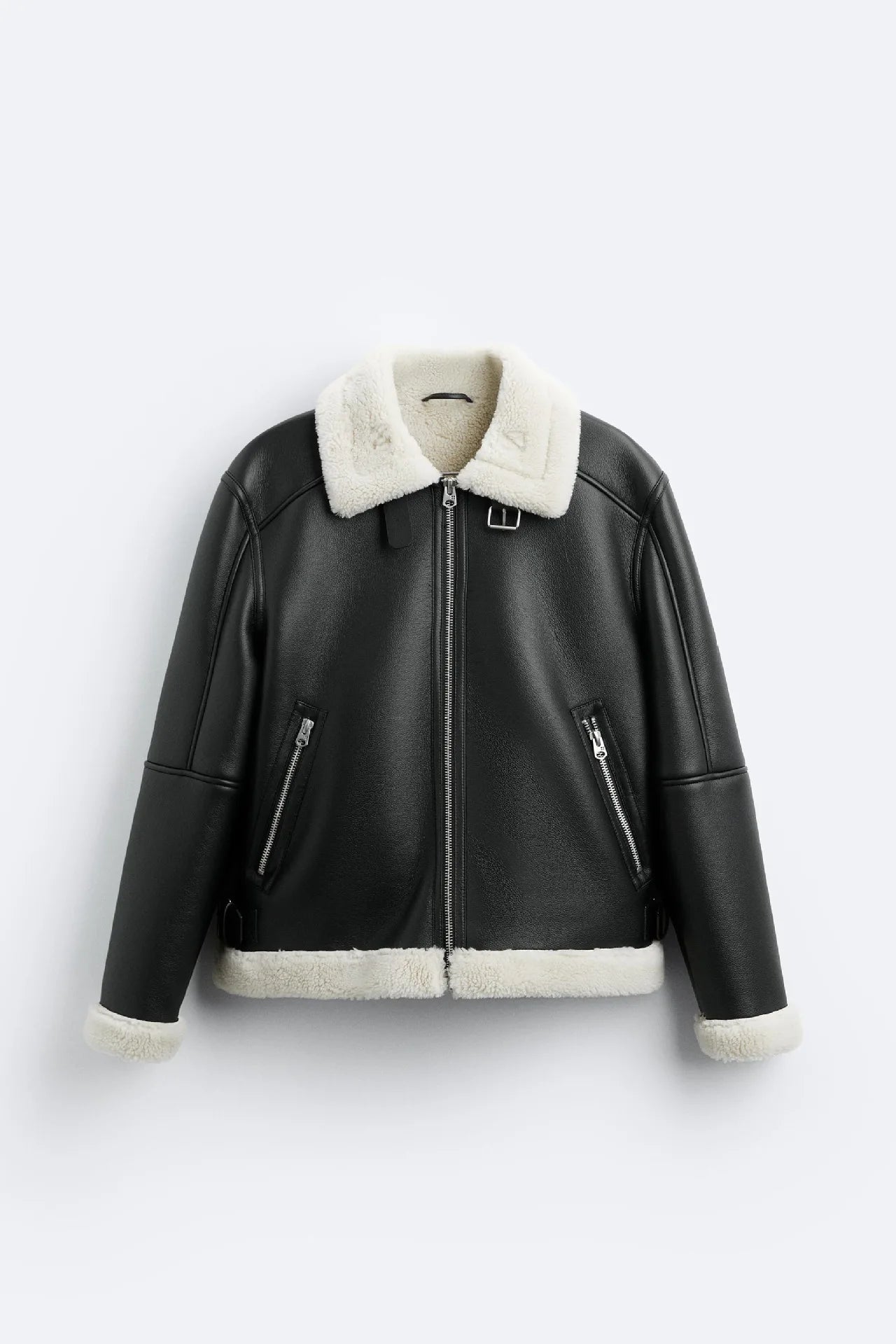 Warm Winter High-quality Lapel Suede Cashmere Piping Double-sided Motorcycle Punk Leather Jacket For Men