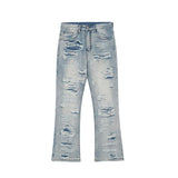 men distressed ripped destroied holes denim jean pants fashion zipper biker jeans streetwear flare pants joggers y2k men s jeans unique joggers style 3794