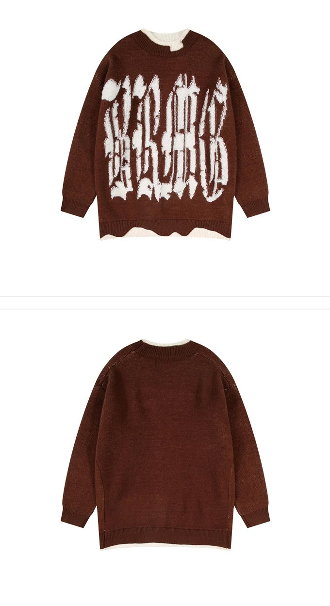 mens sweater fashion patchwork fake two pieces streetwear hip hop knitted sweaters pullover casual cotton sweater unisex clothes - bold artwork streetwear hoodie, vintage look oversized hoodie, Y2K grunge street style
