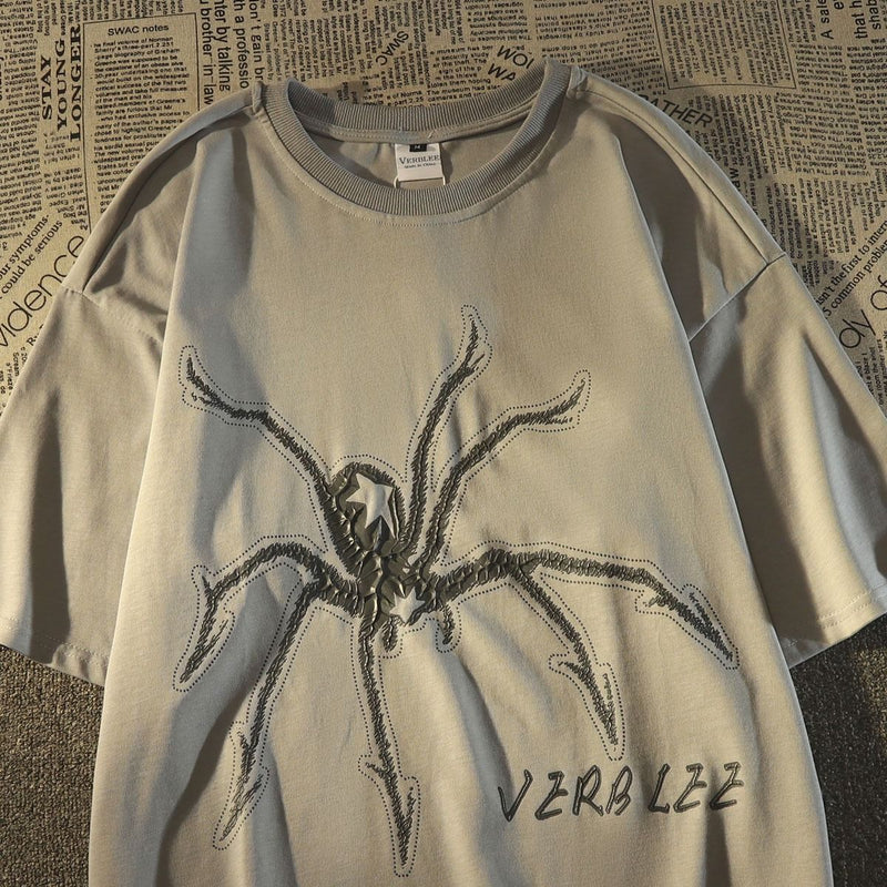 Harajuku Broken heart – Vintage Trend Personalized Spider Print Graphic T Shirt Loos