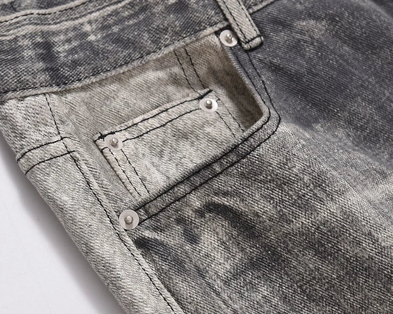 2023 european and american vintage digital printing jeans washed distressed straight denim pants mens streetwear y2k jean pants unique jeans style 5796