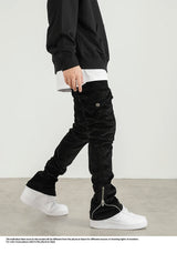 mens corduroy cargo pants new casual hip hop side pockets skinny trousers streetwear bottom zipper fashion slim fit pant joggers unique joggers style 4118
