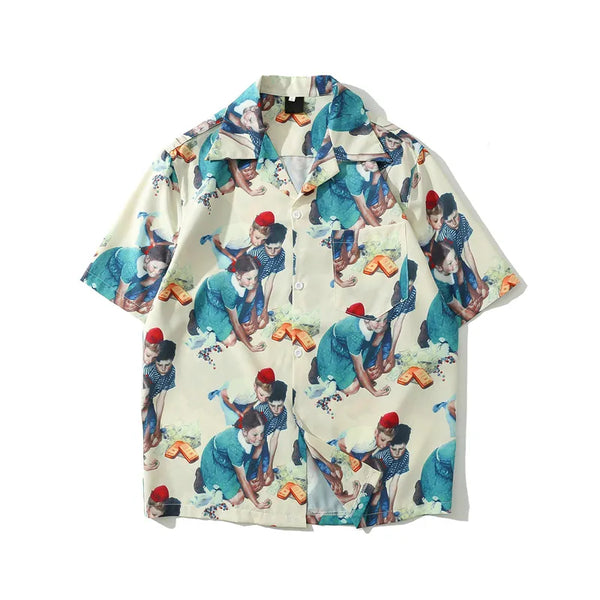 Cuba Collar Men's Shirt Short Sleeve Summer Soft and Cool Material Hawaiian Shirts Man