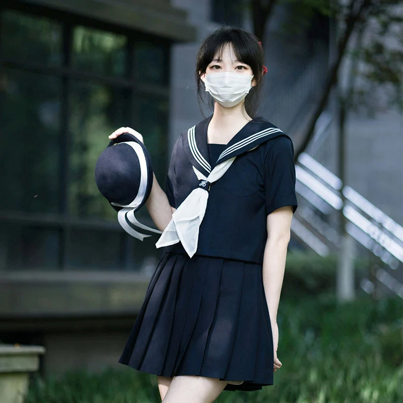 Navy Sailor Outfit Japanese Style School Uniform Skirt Girls JK Uniforms Student Sailor Dress Korean Student Seifuku COS Costume