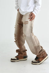 fashion denim jeans mens destoryed holes zipper straight jeans hip hop streetwear spring summer casual joggers jeans men pants unique joggers style 4153