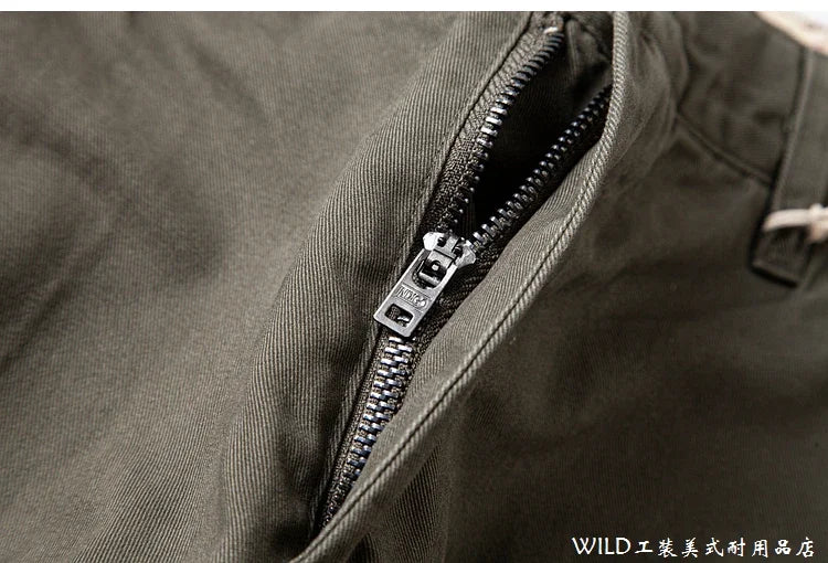 autumn winter heavyweight pure cotton thick american retro workwear khaki pants business casual mens basic solid color pants unique default style 1056