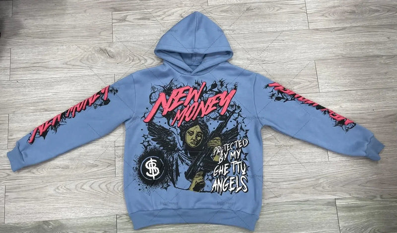 2024 Hoodie American Retro Dark Print Womens Fashion Harajuku Casual L