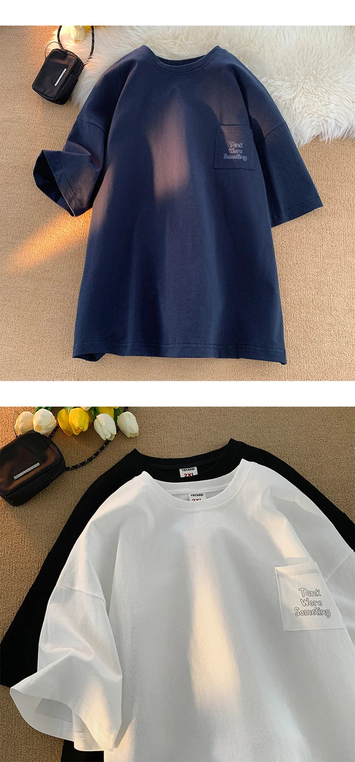 Gothic Oversized shirt – Korean Style Solid Color Short Sleeved Men Summer Japanese S