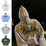 Y2K Full Zip Hoodies Embroidery Pattern Gothic Hooded Sweatshirts Over