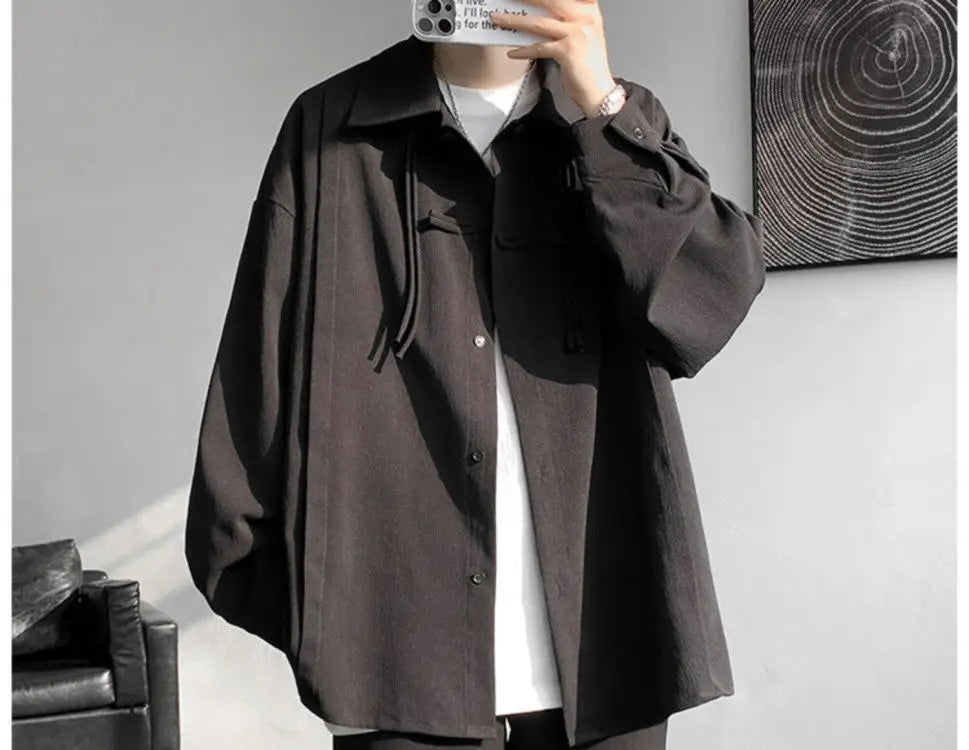 Shirts for men spring and autumn style national fashion design loose and versatile large size