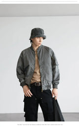 grunge winter jacket, layered citywear - trendy urban streetwear fashion for men and women