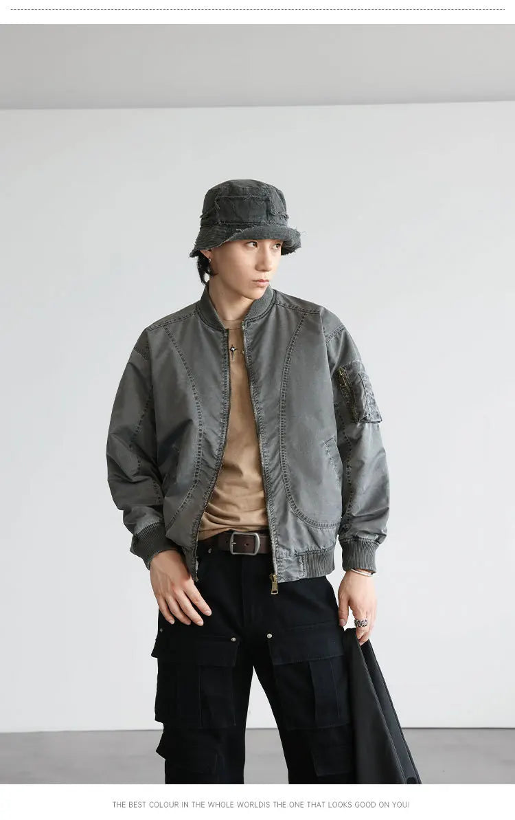 grunge winter jacket, layered citywear - trendy urban streetwear fashion for men and women