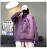 Autumn Korean Personality Street Boys Unisex Round Neck Sweatshirt Trendy American Couple Suede Long-sleeved Shirt Top