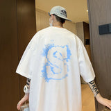 Cyberpunk Graphic tee – Dragon Design Letter S Print Tops Men Fashion Crewneck Short