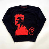 varsity flame pullover for men with bold graphic knit design, perfect for 2025 fashion, street fashion menswear trend for sea