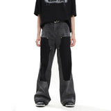 hip hop graffiti black wide leg jeans mens vintage distressed patches ink splashed jeans y2k logging cargo denim trousers women baggy cargo bottoms